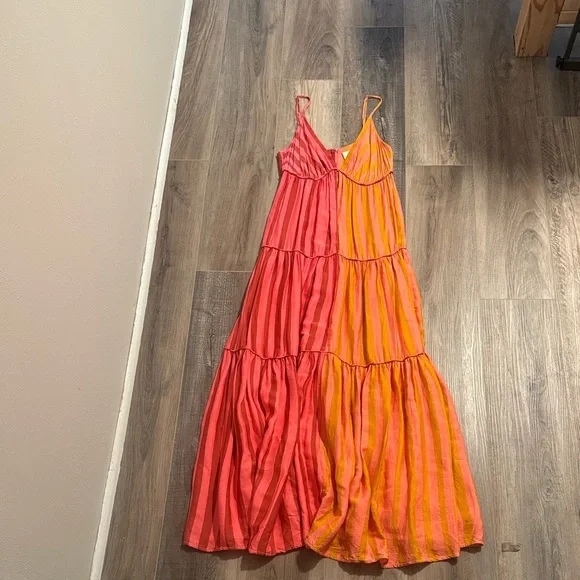 Farm Rio Pink and Orange Striped Maxi Dress - Picture 3 of 5